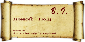 Bibescó Ipoly névjegykártya